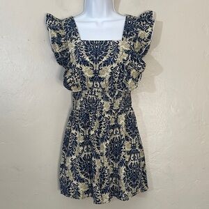 SHEIN Navy and Cream Ruffle Jumpsuit